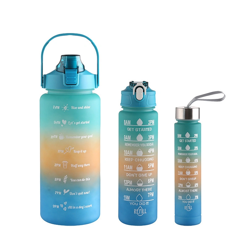 Wholesale/Supplier Custom Logo Sports Plastic Water Bottle 2000ml 900ml 300ml with Time Mark & Stickers