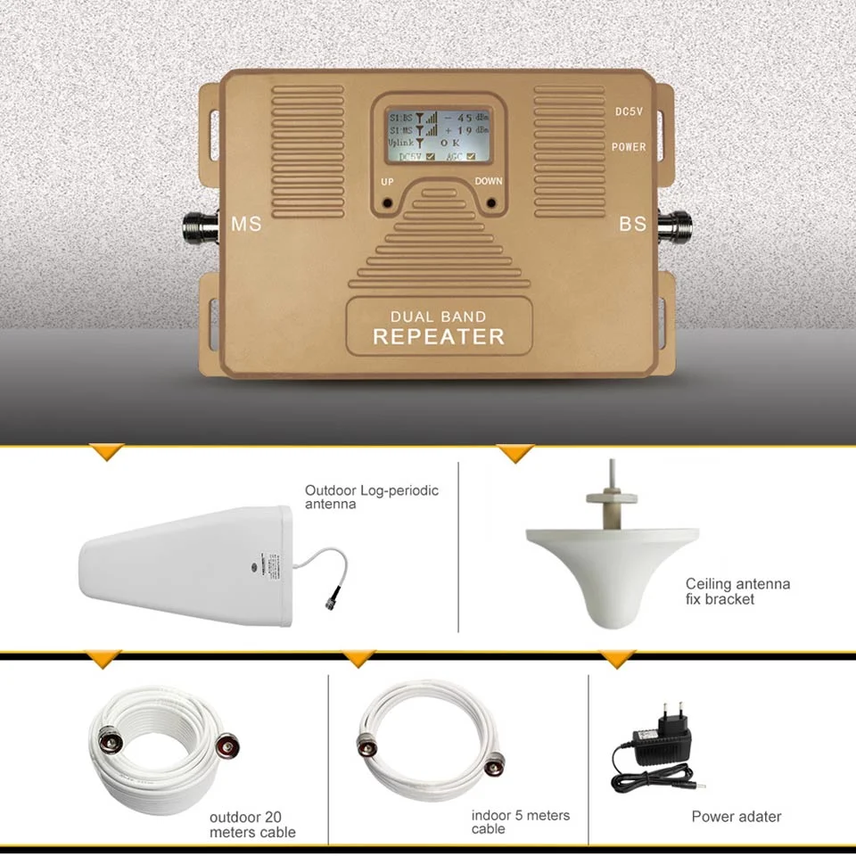 2g3g Dual Band 850 1900MHz Cell Phone Signal Repeater Telephone Booster Amplifier for Home &Office