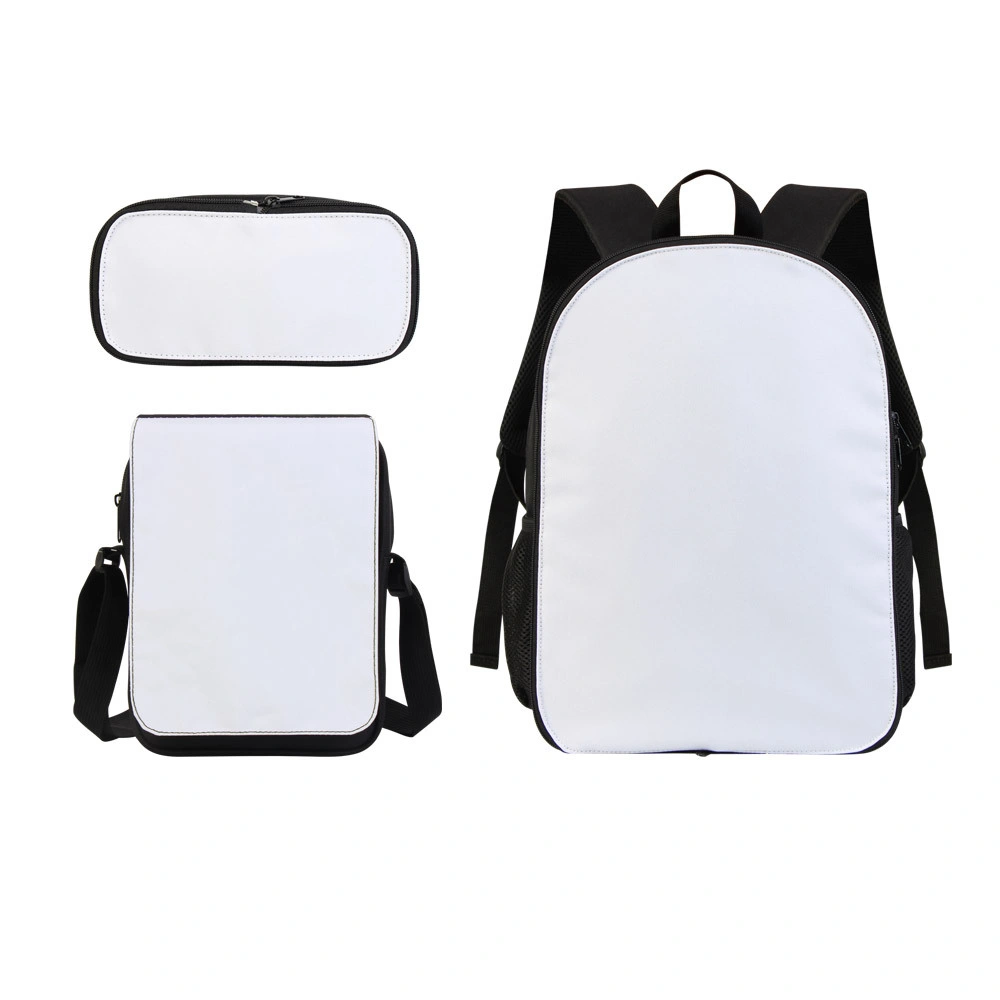 16" Backpack Set Sublimation Blank Student Backpack & Pencil Case & Velcro Shoulder Bag