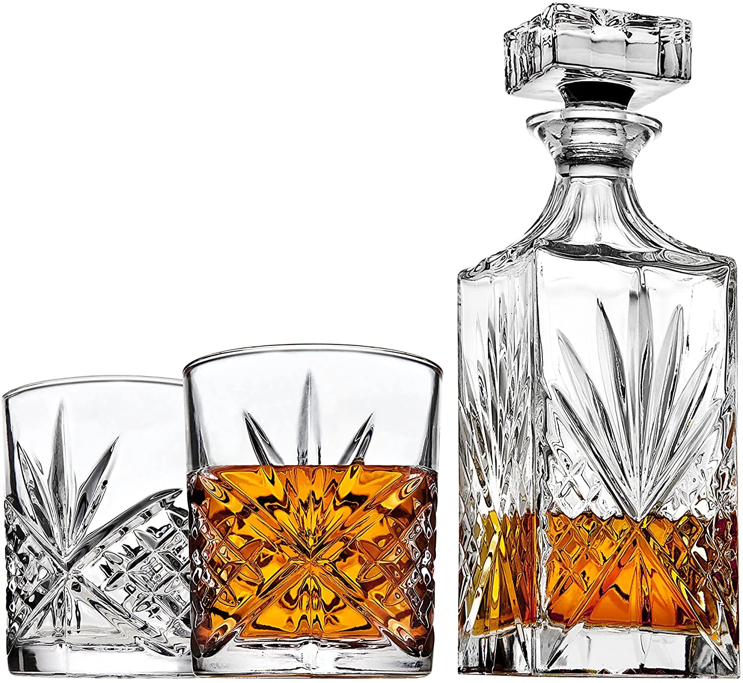 Decanter 750ml, Durable Liquor Carafe, Lead Free Crystal Serving Decanter, Italian Whisky Accessories with Glass