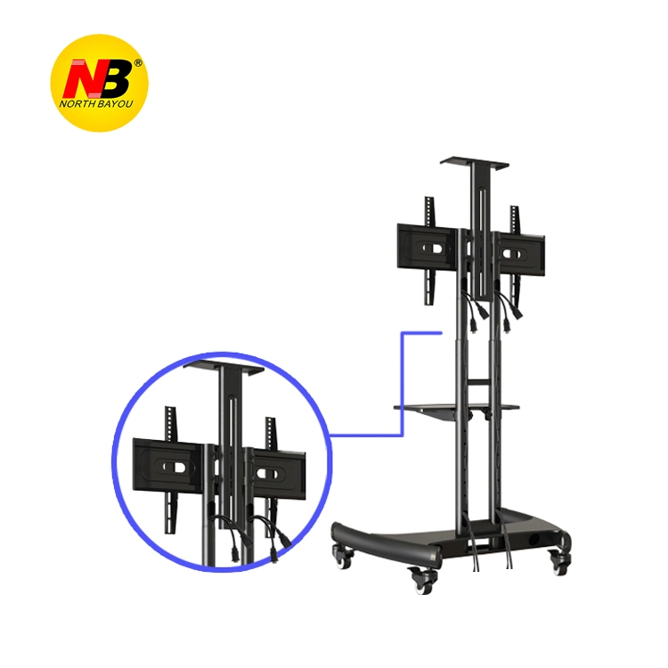 2024 لوحة مسطحة جديدة من طراز NB Ava1500-60-1p TV Cart 32 بوصة-75 بوصة حامل تلفزيون بشاشة LCD بلازما مع صينية كاميرا وAV الرف