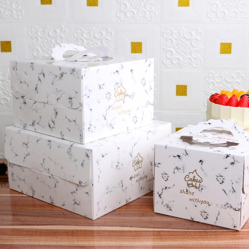 Wholesale Custom Printed Portable Cardboard with Pet Plastic Transparent Window Wedding Party Holiday Baked Goods White Cake Paper Packing Gift Box with Handle