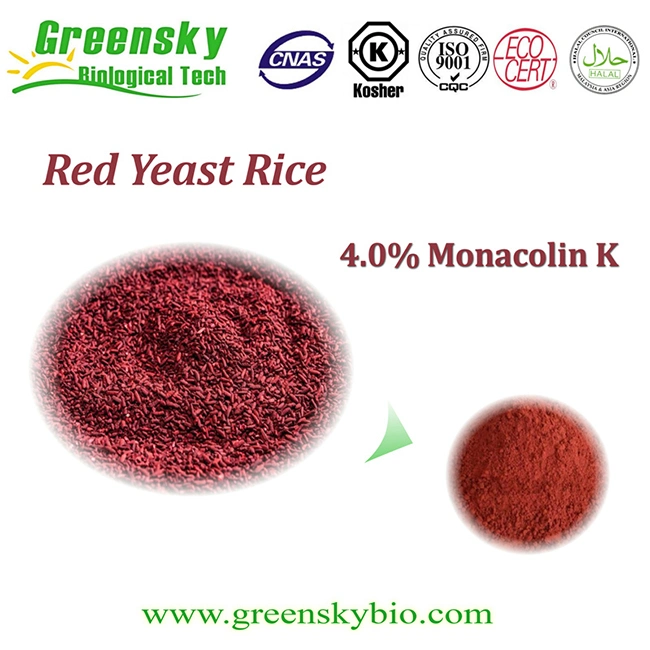 Extrait de poudre de riz de levure rouge 4% d'extrait de monacoline K Extrait de plante Extrait à base de plantes Additif alimentaire Complément nutritionnel Ingrédient de complément alimentaire pour la santé