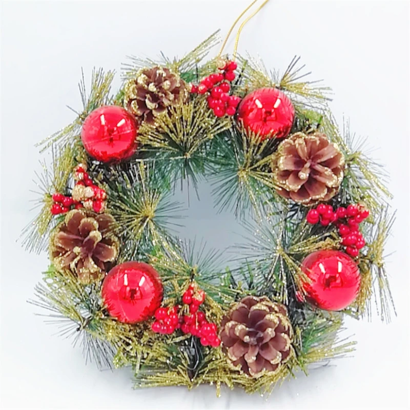 Weihnachten 25cm Tannennadelkranz Handgewobene hängende Ornamente