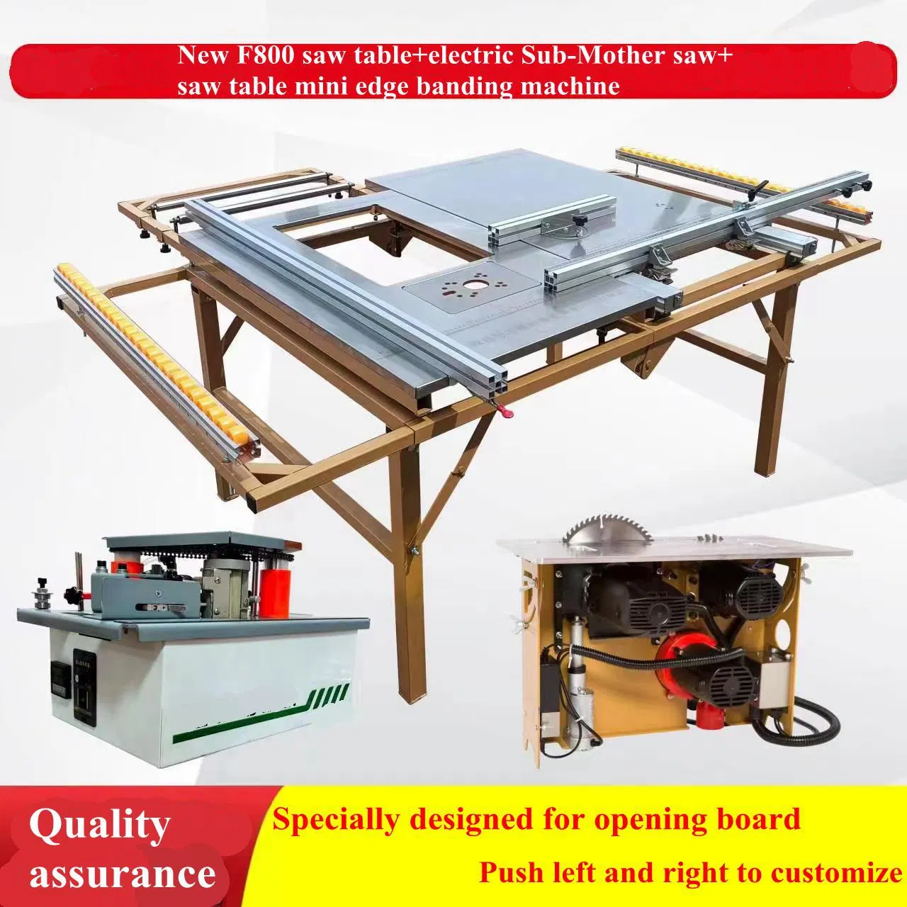 F800 Woodworking Bench with Electric Panel Saw and Mini Edge Banding Machine