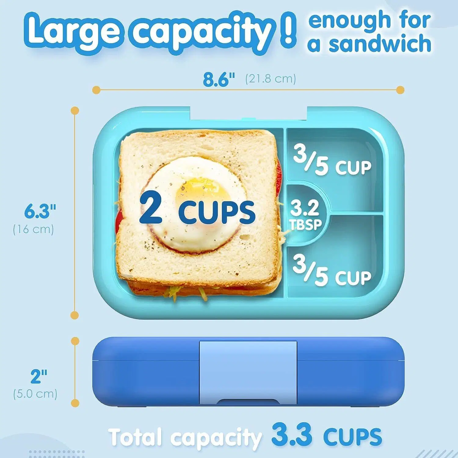 Aohea buena Corrosión Eco-Friendly Caja de plástico para almuerzo para niños con Manejar la clasificación científica dietética