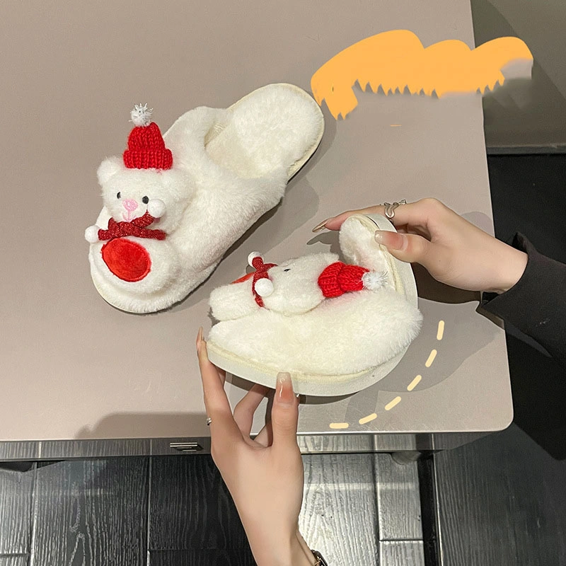 New Design Fashion Anti-Slip Winter Plush Slippers Fashion Furry Slippers for Women