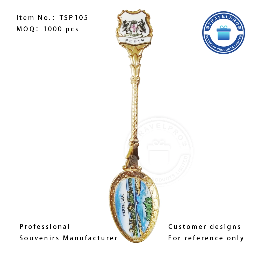 Souvenirs Manufacturer Travelpro Customized Vintage Gold Plated Collection Souvenir Spoon