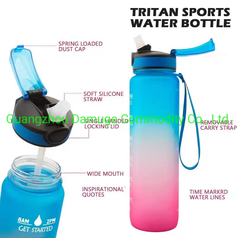 1 l grande capacité portable Tritan plastique Sports Water Bottle espace Bouchon à vis de flacon avec buse d'aspiration et poignée