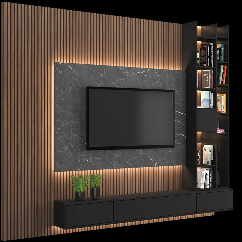 Modern Home Floating Wooden Designs Wall Mounted LED Modern Wall TV Cabinet Console Living Room Furniture