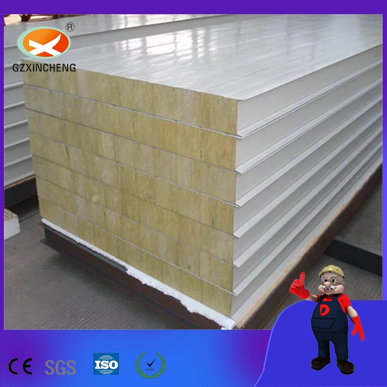 CE Certified Heat Insulation Fireproof Rock Wool Sandwich Panel for Wall /Roof