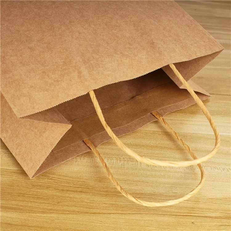 Custom Logo Brown Kraft Paper Bags with Rope Handle Custom Logo Paper Bag