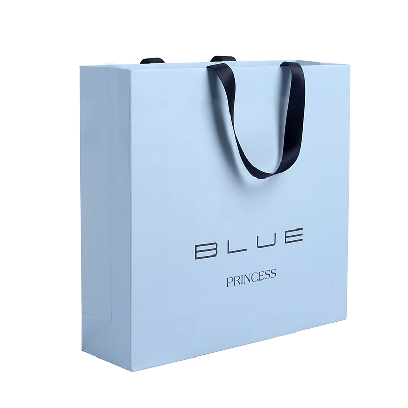 Custom Logo Printing Luxury Black Tote Fashion Clothing packaging Machine Handle Shopping Paper Gift Bags