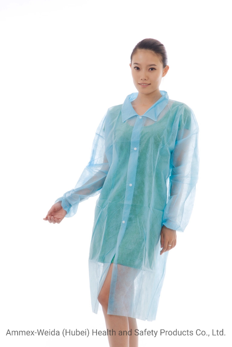 Single Use Lab Coat with Different Type Collar and Snaps Closure and with Long Sleeves Various Color