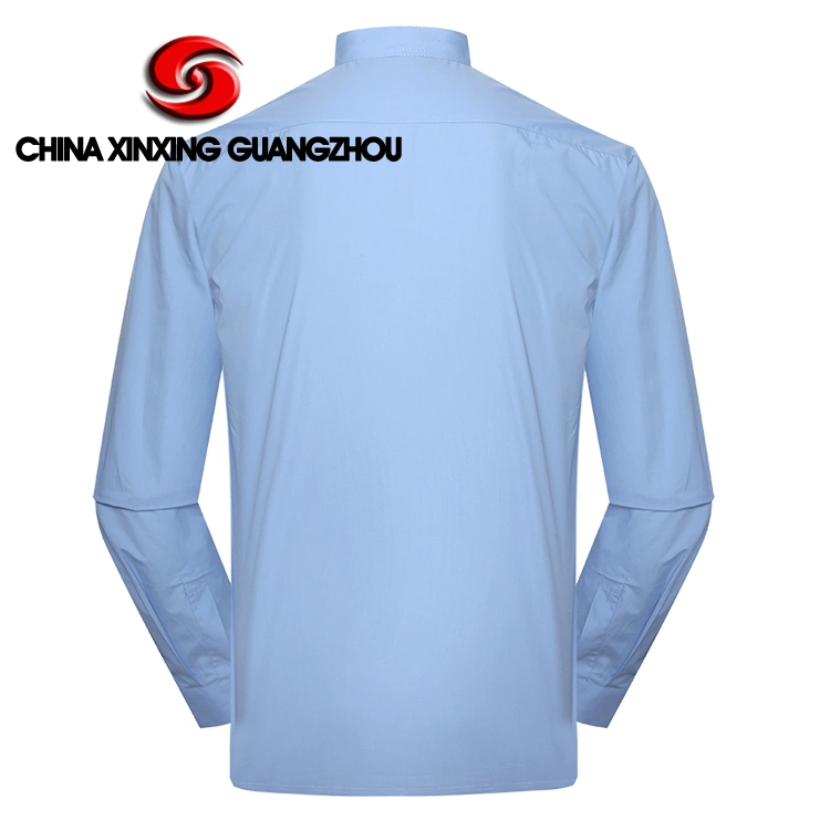 China Xinxing Custom Langarm Polyester Baumwolle Militär Polizei Blau Office Herrenshirt