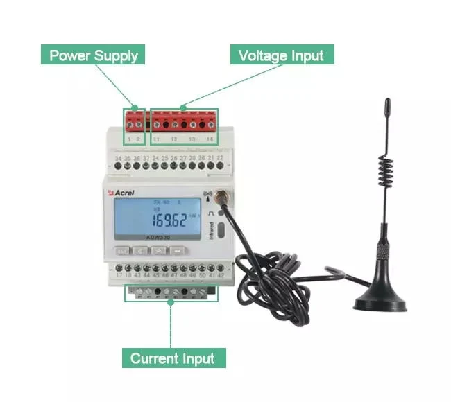 Acrel Adw300 3 Phase DIN Raill Wireless Energy Power Electricity Meter Lora 4G WiFi for EMS System