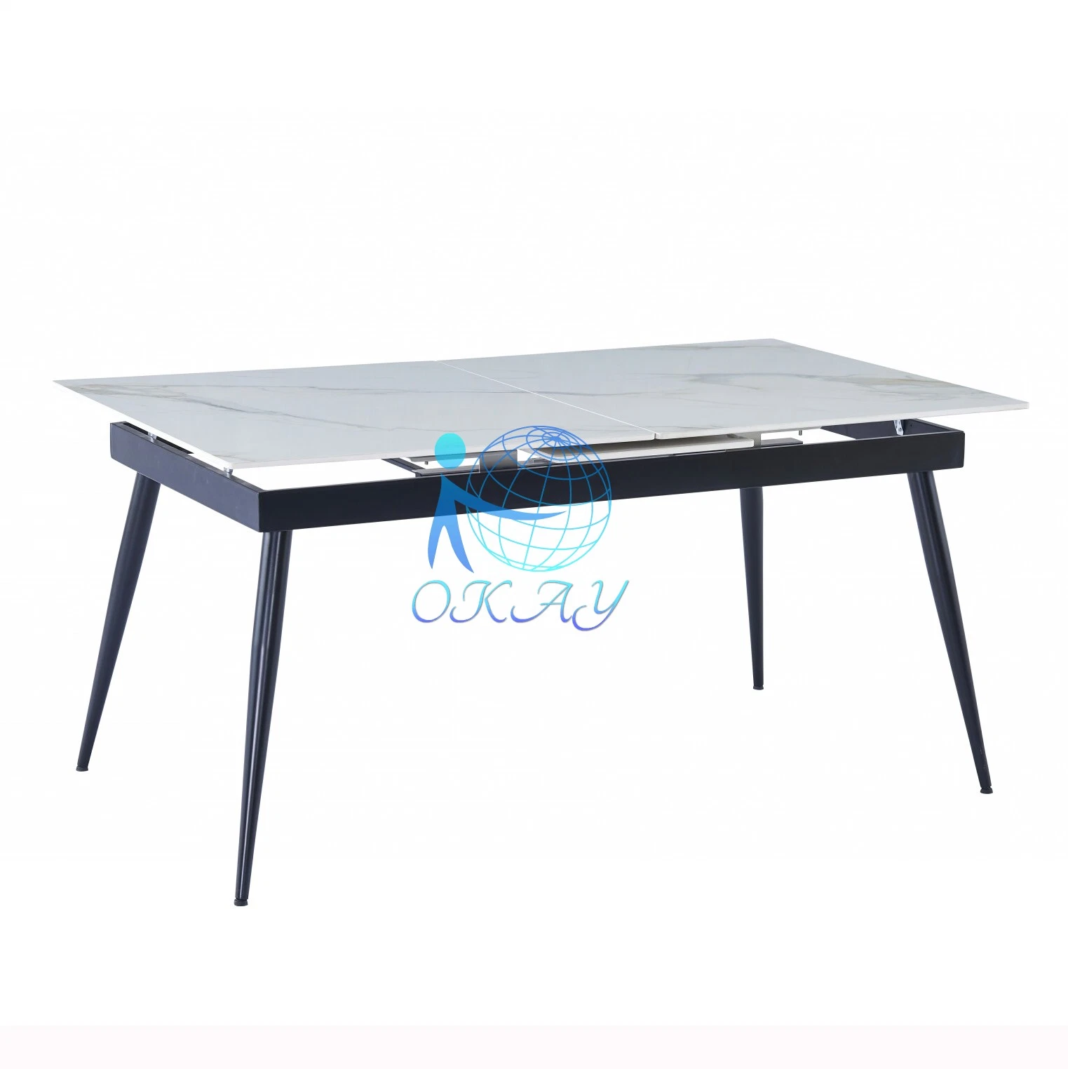 2022 Bien Best Seller Brillante cerámica Italia mesa de comedor con patas de metal superior central de elevación