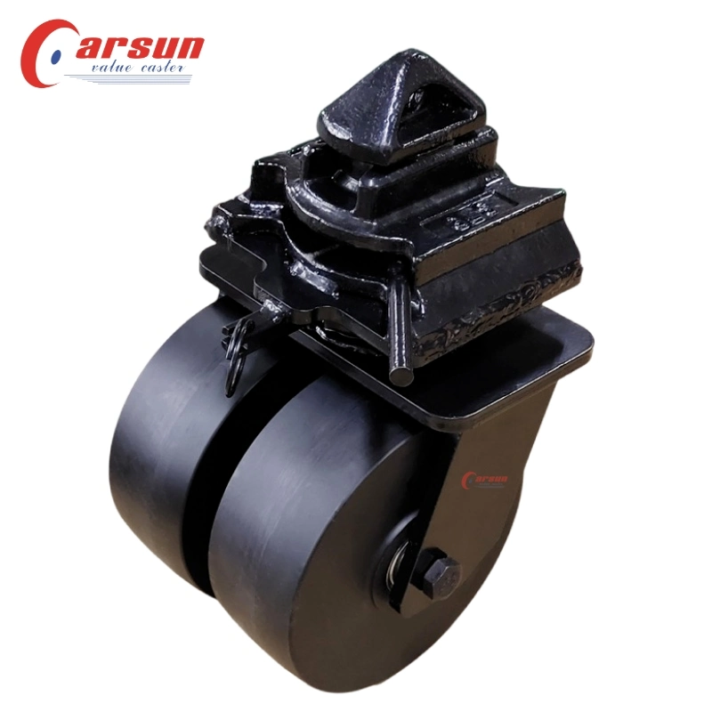 All Black 8 Inch Plastic Solid Casting Nylon Double Wheel Heavy Duty Shipping Container Wheel Casters with Direction Lock