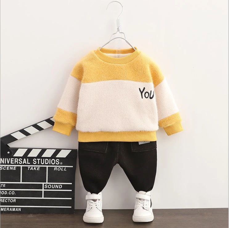 Computer Knitted Thicken Fleece Sweater Kid Embroidery Kids Clothing Sets Winter for Inside Baby Boys' Sweaters