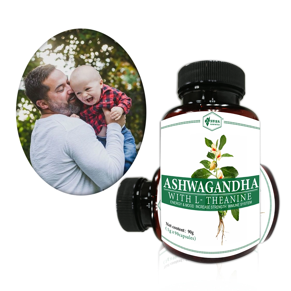 Private Label Stress Relief Ashwagandha Extract with L-Theanine Capsules Food Supplement