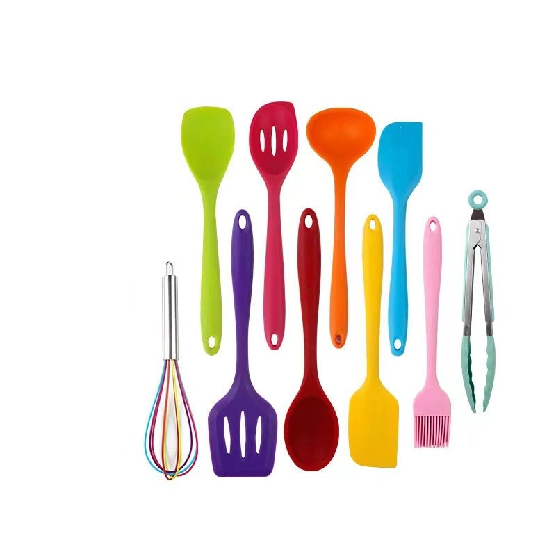 Les gadgets de cuisine 10 PCS Outil de cuisson Silicone ustensile de cuisine Jeux d'outils d'accessoires avec poignée souple