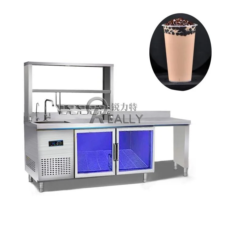 Commercial Water Bar Console Coffee Tea Work Counter Equipment Design Refrigerate Store Sink with Faucet Worktable