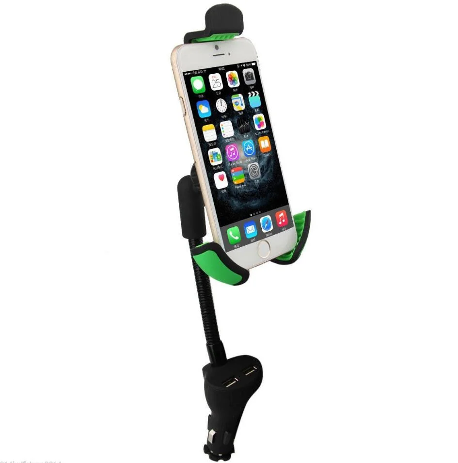 Car Smartphone Mount 360 Rotable Holder with Dual USB 2.1A Charger