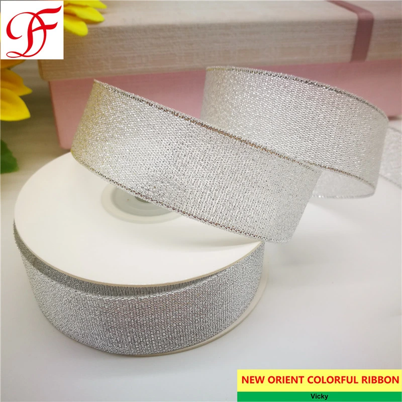 100% Nylon Metallic Colorful Christmas Ribbon Double/Singel Satin Sheer Organza Hemp Taffeta Gingham Grosgrain Ribbon for Wedding Ribbon