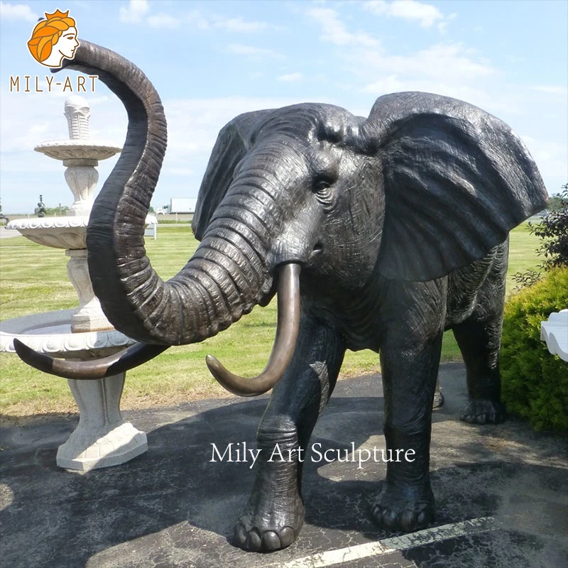 Jardín Zoo decoración Grande vida Tamaño Metal Artesanía latón Cobre Estatua Animal Bronce Elefante Escultura para la venta