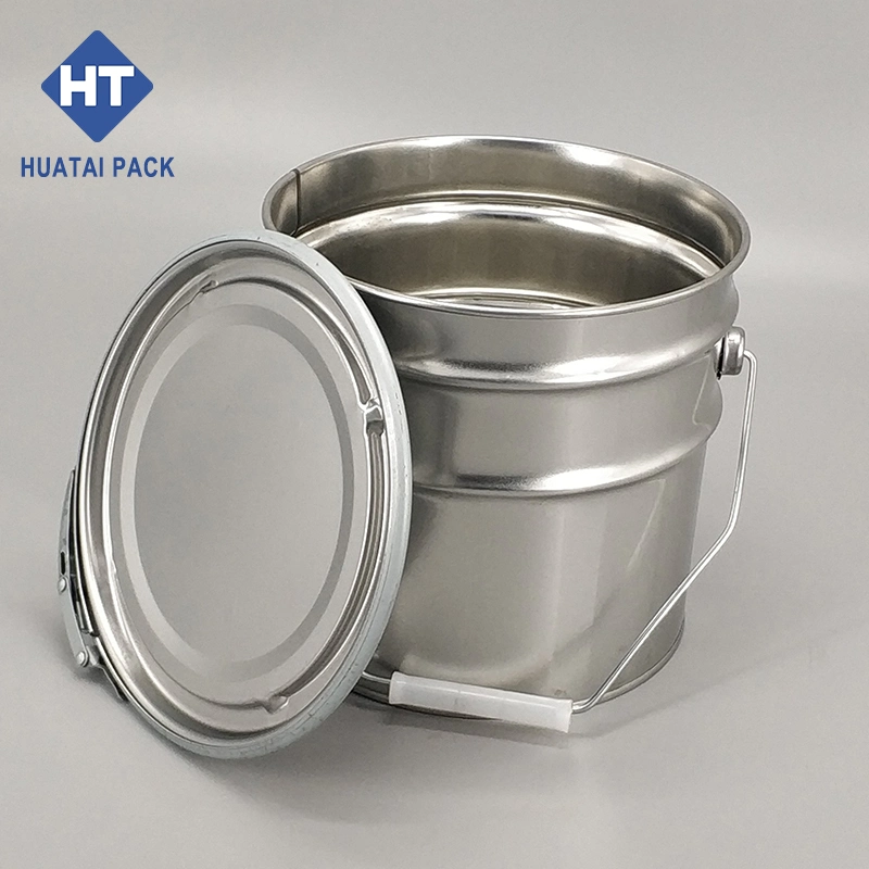 10L Custom Logo Paint Tinplate Barrel Bucket with Ring Lock for Coating