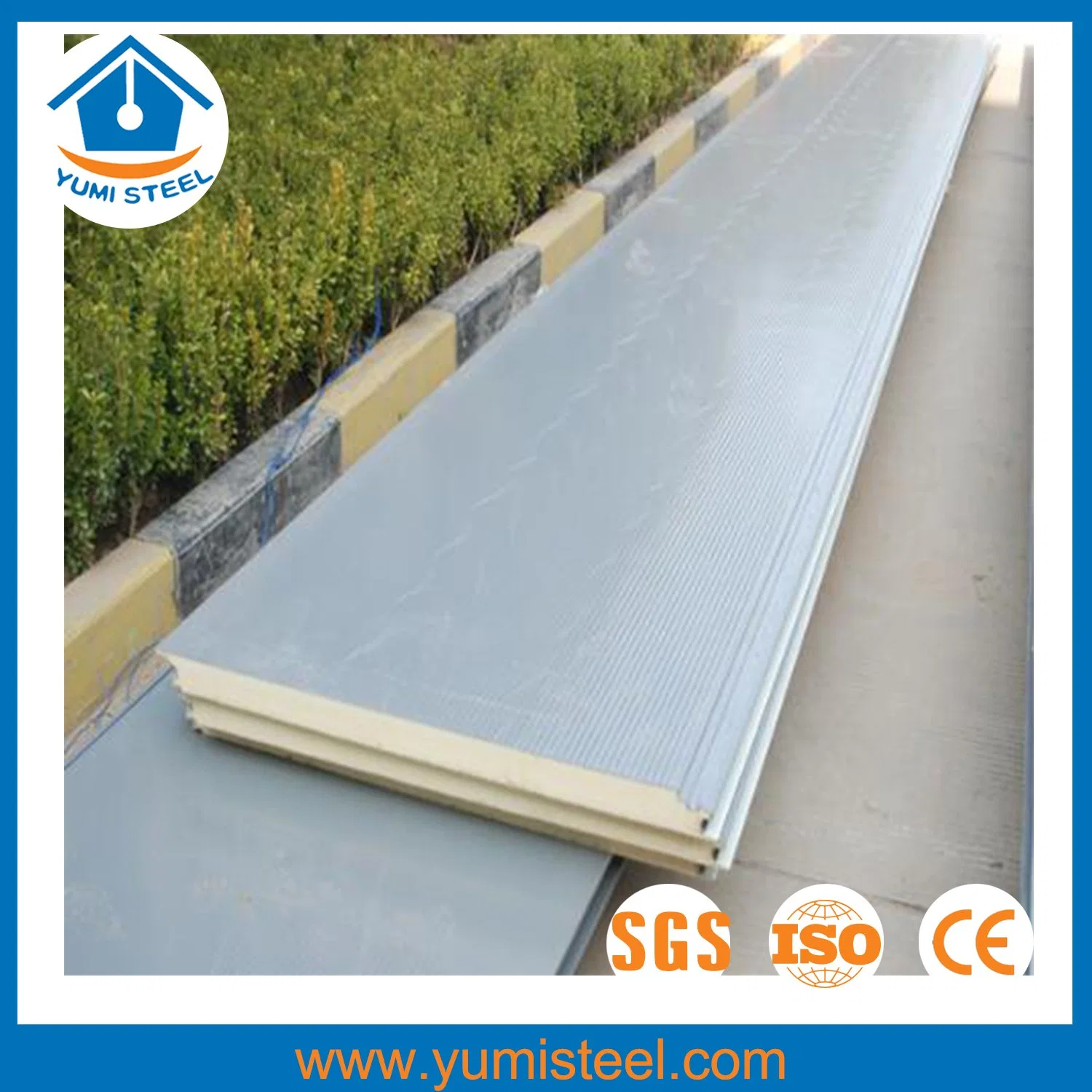 60mm Hidden Screw Joint PU Sandwich Wall Panel with Heat/Sound Insulation