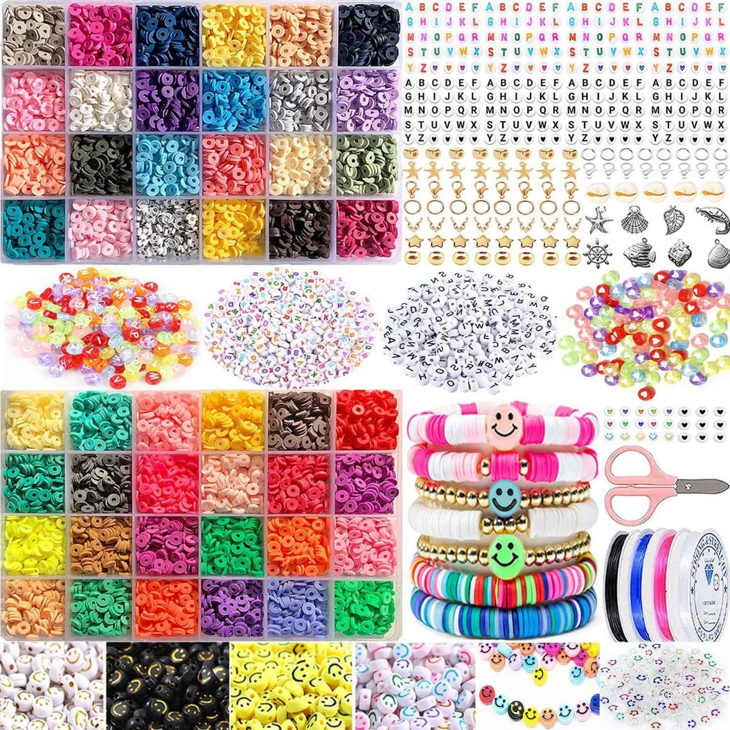 Colorful Soft Pottery Mini Letter Beads Spacer Beads Loose Beads Elastic Line DIY Handmade Accessories