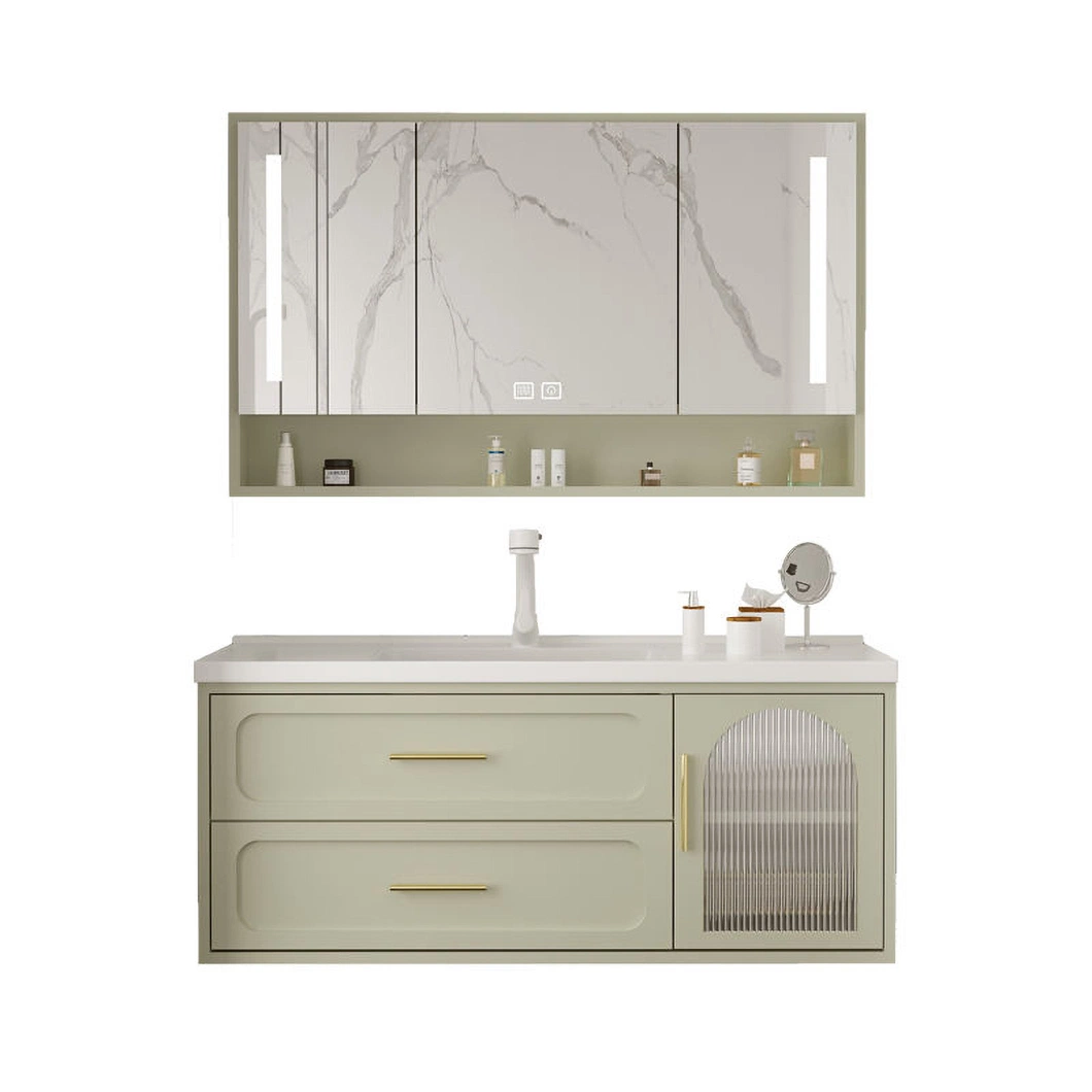 Meuble de salle de bains luxueux et contemporain meuble de toilette mural en verre Avec armoire miroir
