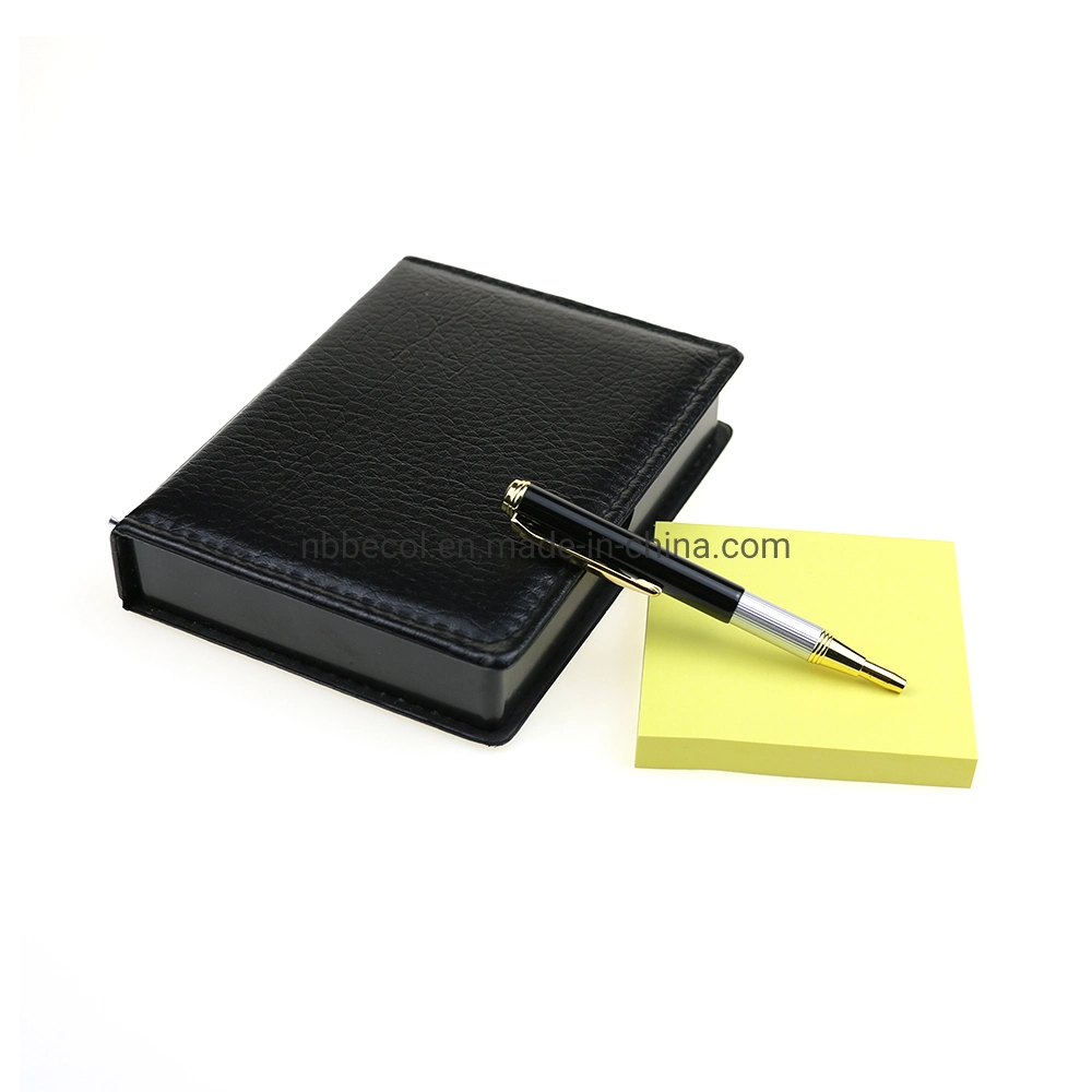 Custom Memo Pad PU Leather Cover Sticky Note with Pen Set