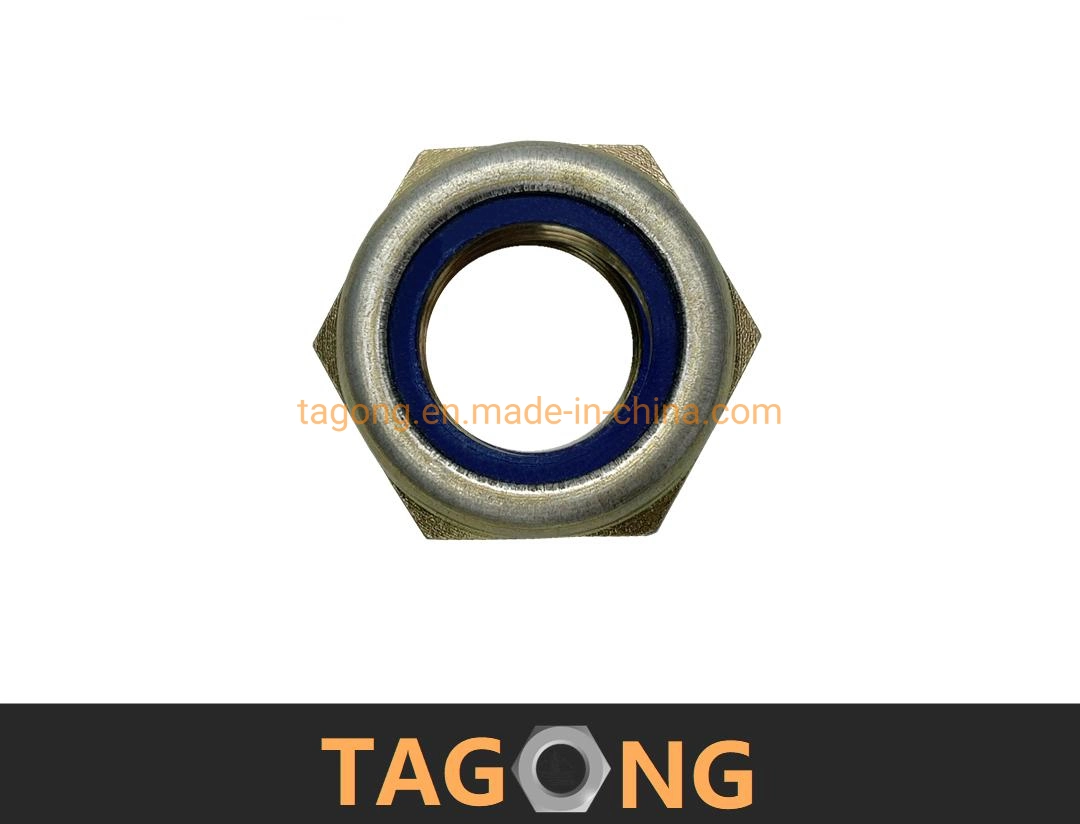 Yellow Zinc Class 8 M30 DIN6924 Blue Ring Hex Nylon Insert Nuts