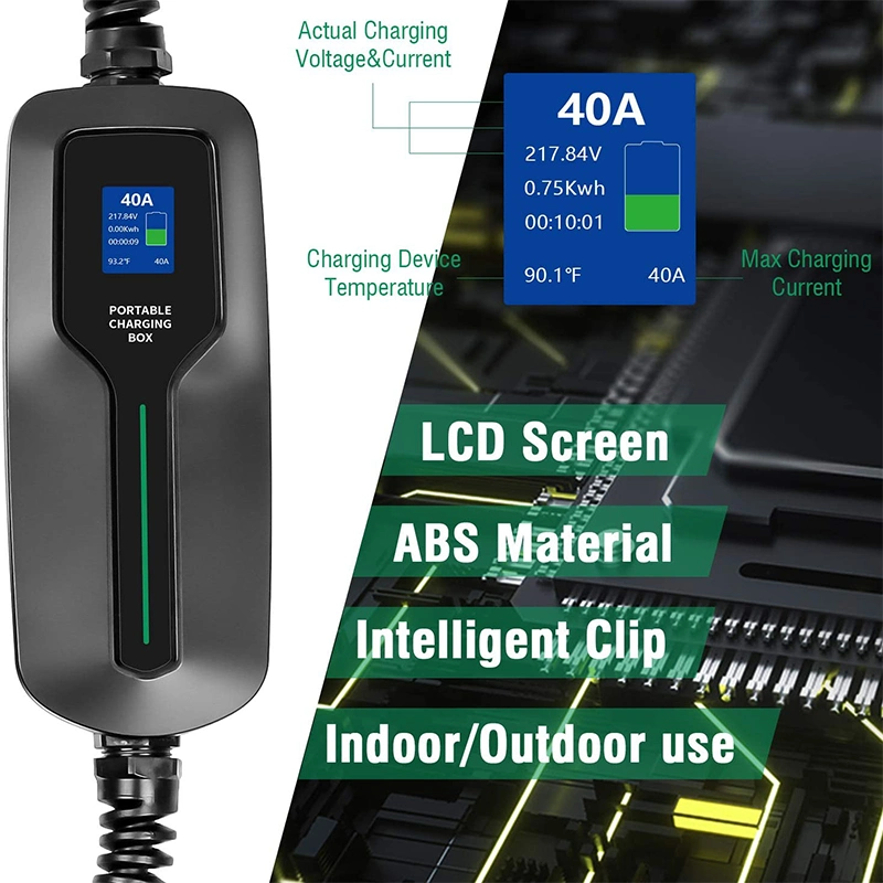 16A EV Ccharger Level 1-2 100V-240V Portable Home EV Charging Station Compatible with Electric and Hybrid Vehicles