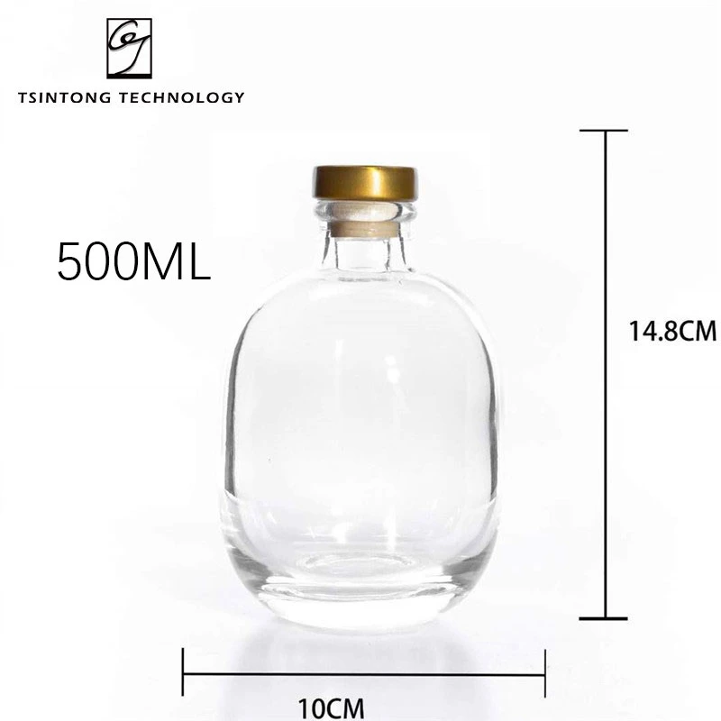 In Stock Wholesale 250ml 500ml Empty Storage Bottle Frosted Clear Glass Fruit Wine Liquor Bottles with Cork