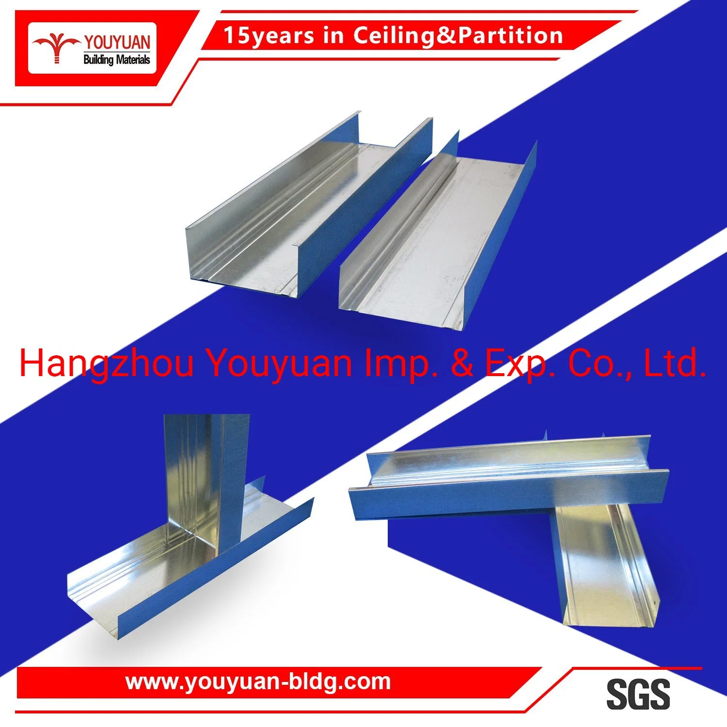 Hot Dipped Galvanized Steel Drywall Profiles Metal Frame Gypsum Board Wall Partition