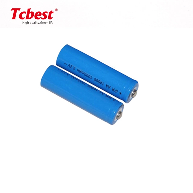 Cylindrical Rechargeable LiFePO4 Ifr14500 3.2V 1000mAh Li-ion Cell Lithium Battery Ifr14500 3.2V Lithium-Iron Phosphate LiFePO4 Solar Rechargeable Battery