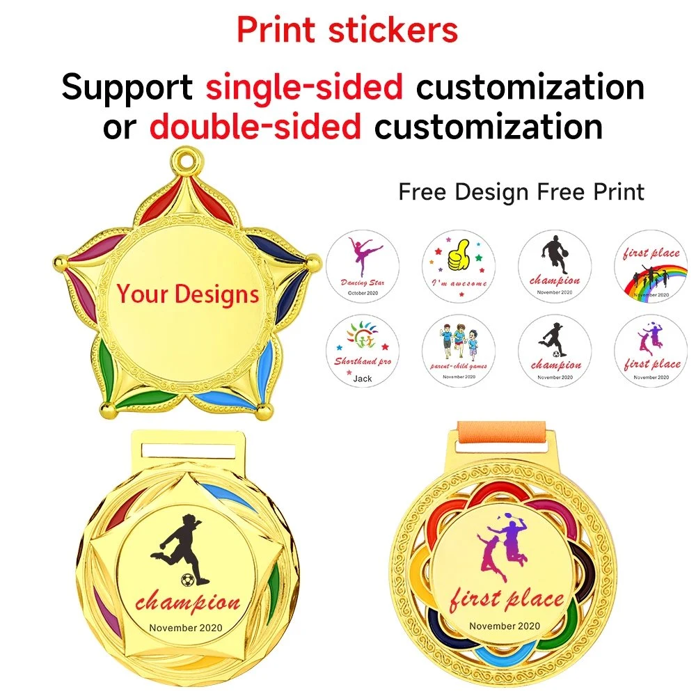 Stainless Steel 2022 Fields First Place Customized Gold Plated Medallion Champion High quality/High cost performance  Enamel Custom Logo Medal with Lanyard