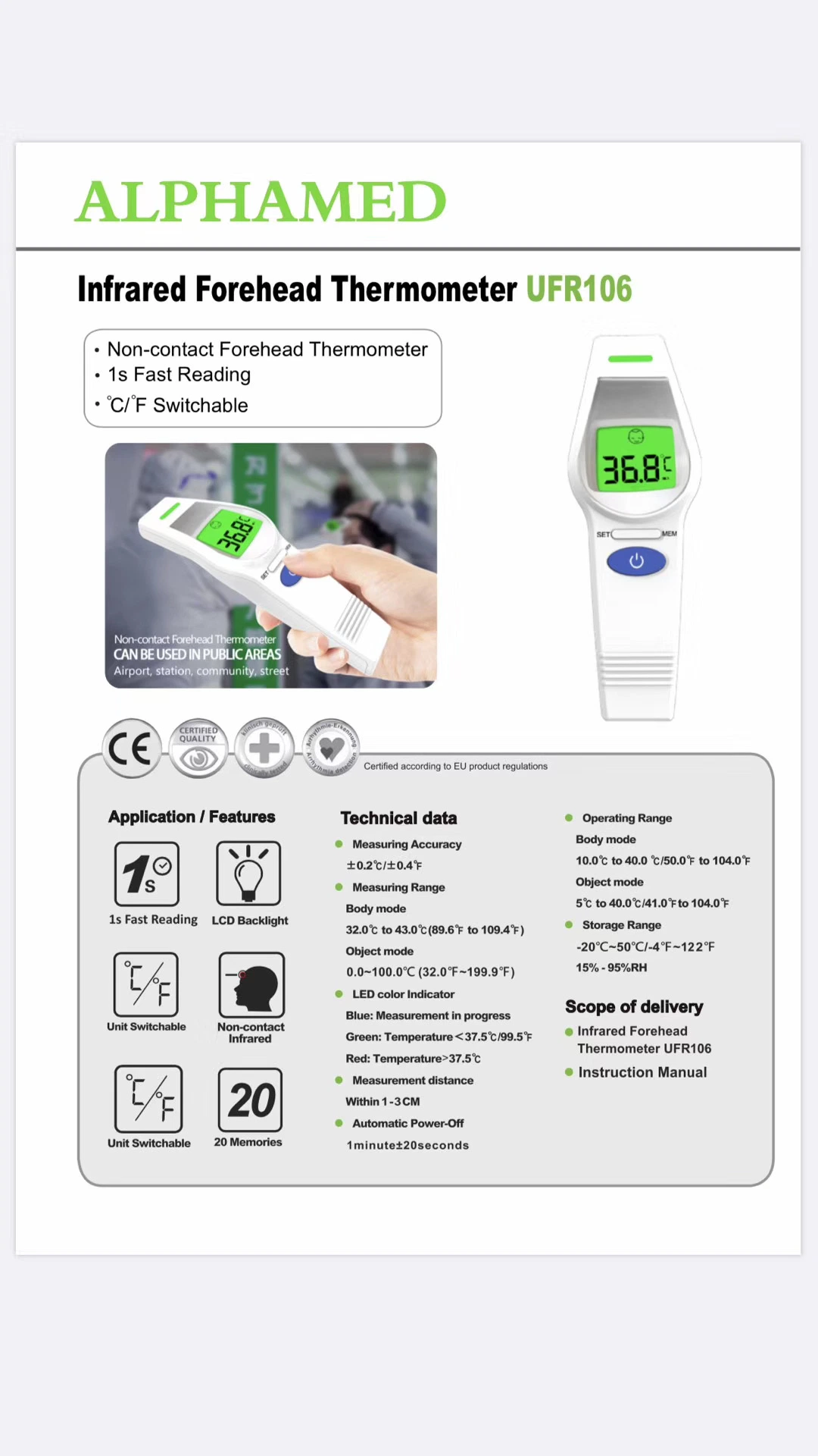 Infrared Thermometer Baby Temperature Measuring Gun Non Contact Infrared Digital Forehead Thermometer