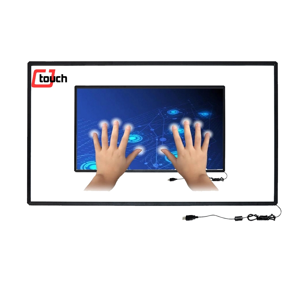 Cjtouch 82pulgadas IR tocar el bastidor Smart TV de pantalla LCD USB RS232 o 3m Elo Compatlible Panel Táctil Aio máquina expendedora de publicidad de la pantalla táctil de infrarrojos