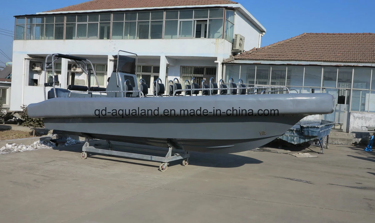 Aqualand 26feet 8m 14persons EVA Solid Foam Fender Sponson Non Air Filled Tube System/Fiberglass Rigid Inflatable Rib Motor Boat (rib800)