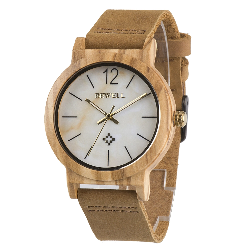 2023 New Design Wooden Wach with Marble Dial Genuine Leather Strap Japan Movement China Watch Factory Price Unique Wristwatches