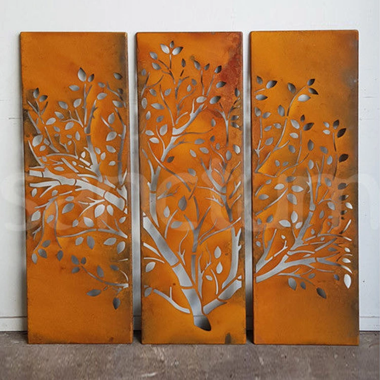 Decorative CNC Laser Cut Metal Panels Carved Corten Steel Garden Screen