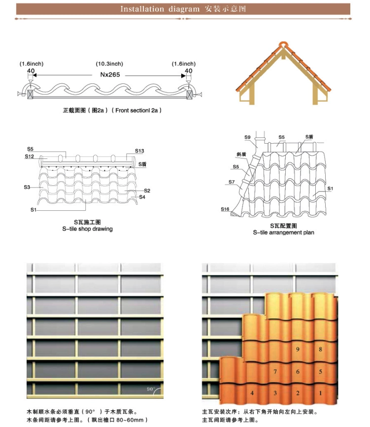 Building Fashion Style Flat Clay Roof Tile for Prefab House Roofing