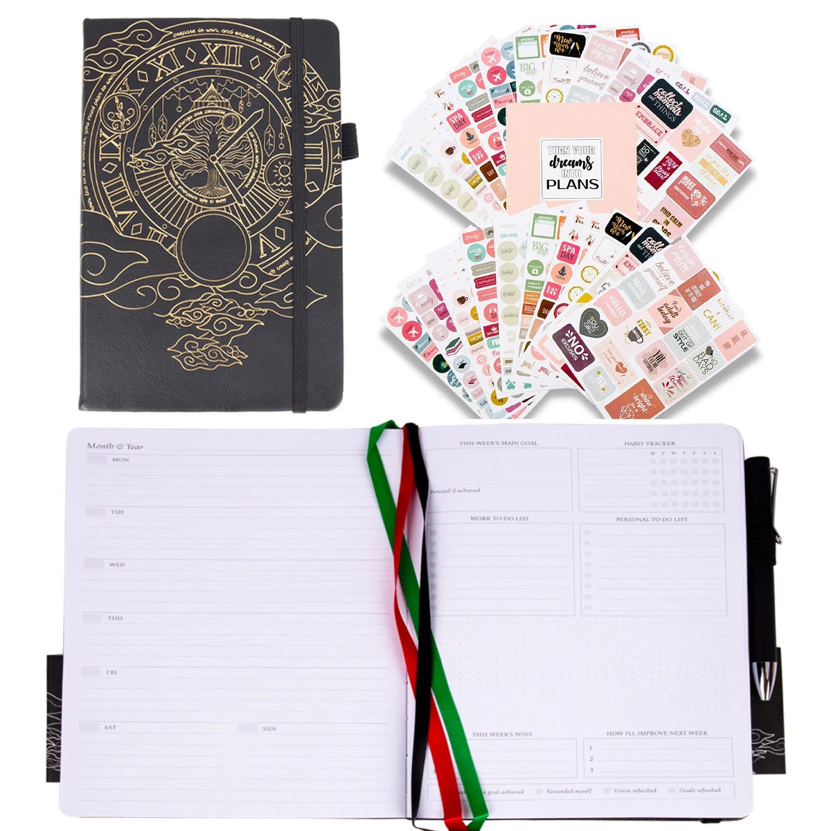 Caderno OEM personalizado em pele PU de alta qualidade com capa dura