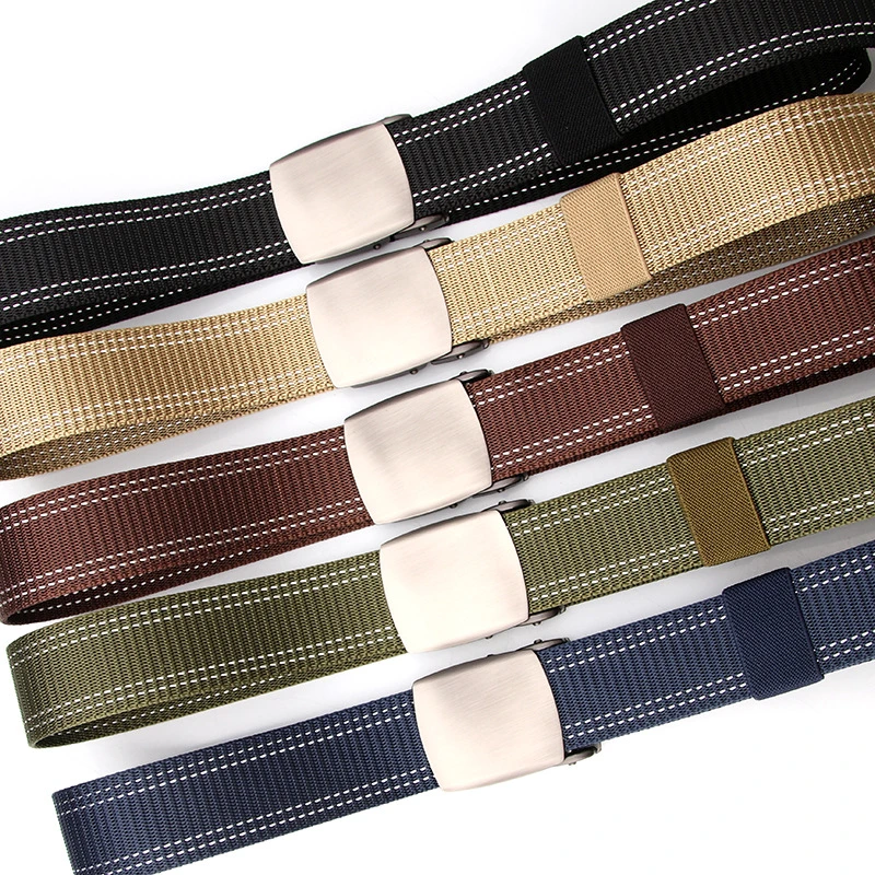 Unisex Tactical Belt Top Quality 4 mm Thick 3.8 Cm Wide Casual Canvas Belt Outdoor Alloy Automatic Buckle Men Belt 110-140cm