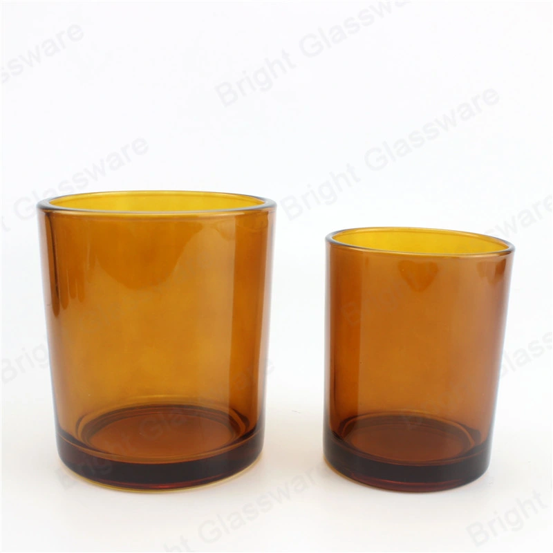 Translucent Spray Color Painted Brown Candle Holder Glass