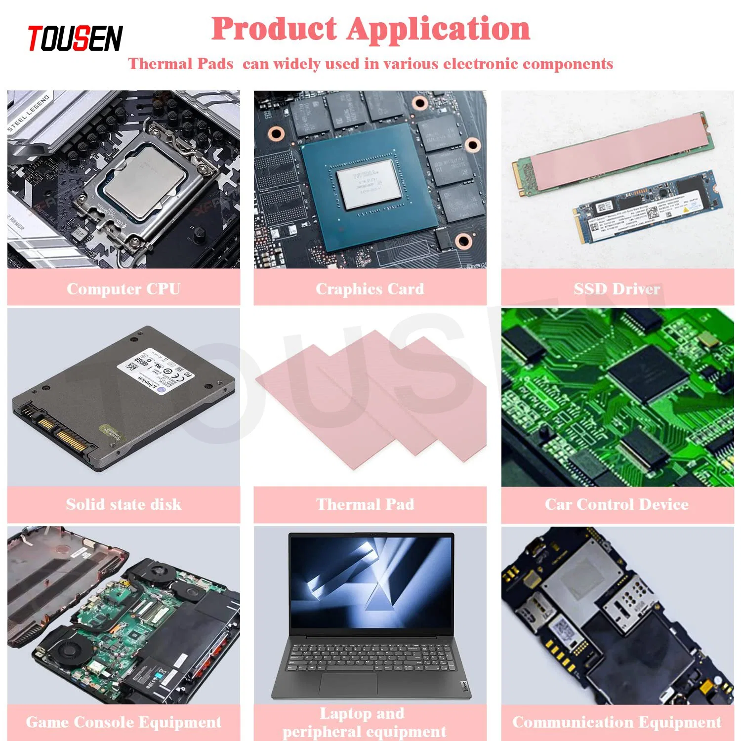 Thermal Interface Material Thermal Silicone Thermal Pad GPU with Long Life Hot Sales RoHS Recognized Insulation Pad